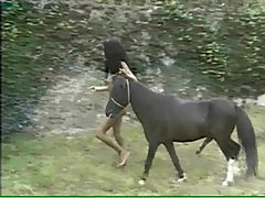 Country girl grinding on pony’s big dick